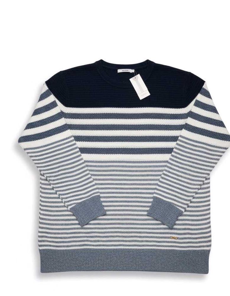 Navy OLZEN Striped Knitted Sweater