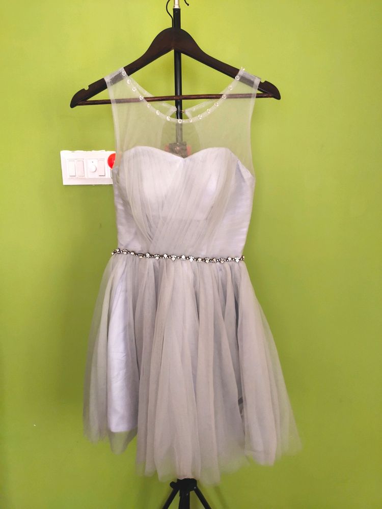 Flared Net Party Wear Dress/New With Tag