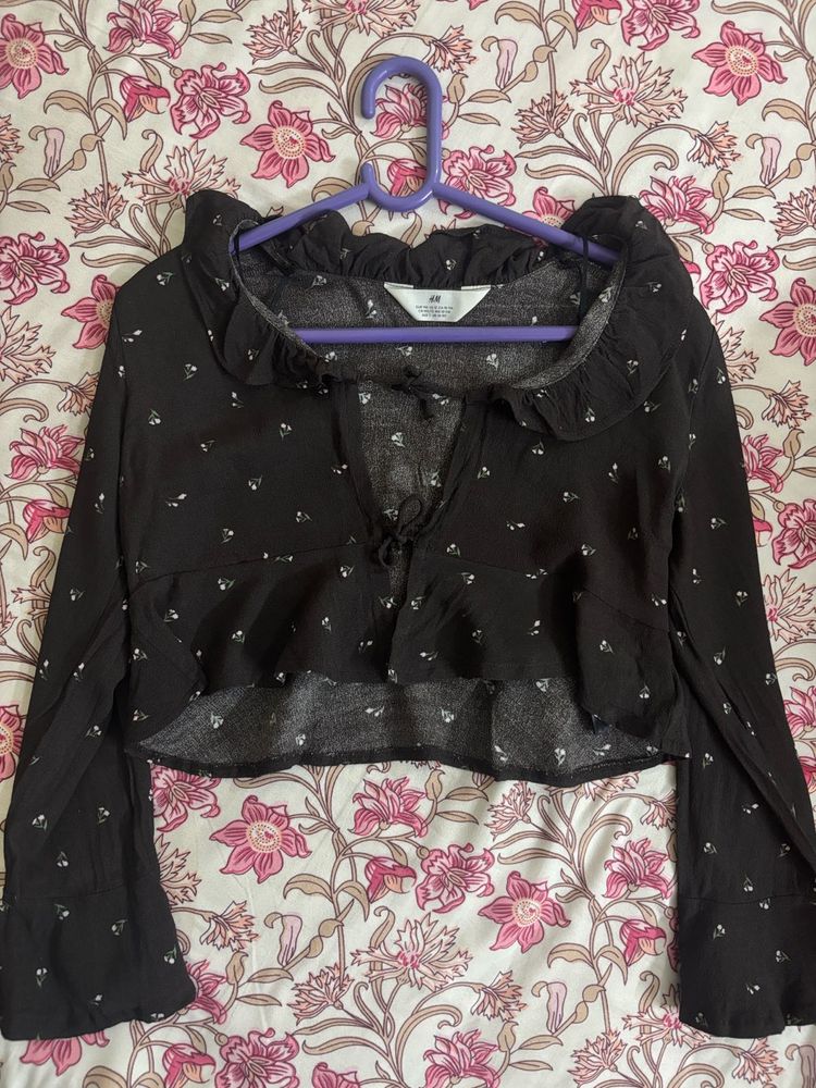 Floral Ruffle Crop Top/Jacket