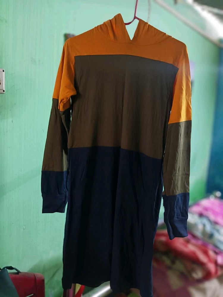 Color Block Hoodie Dress