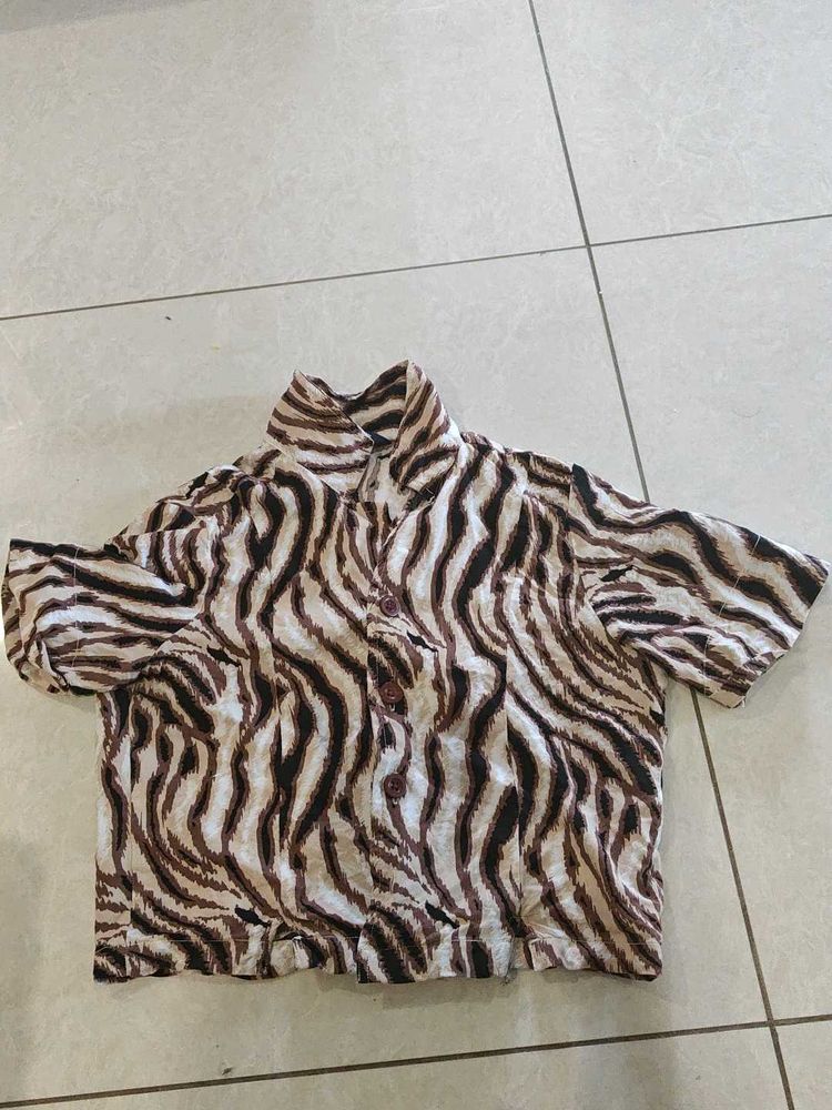 Zebra Print Short Sleeve Shirt