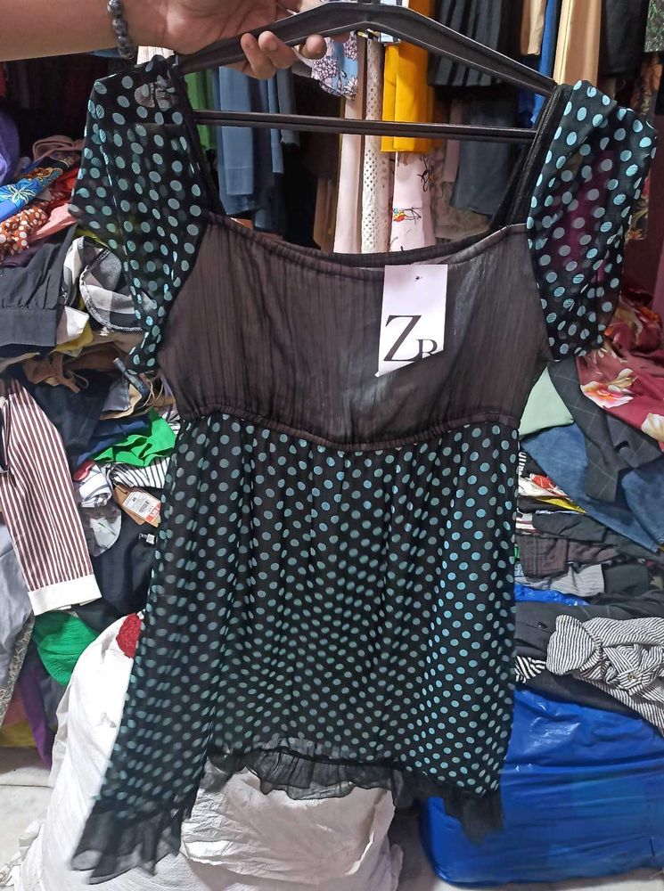 Polka Dot Ruffle Y2k Vintage Top