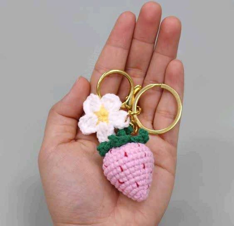 Strawberry Flower Keychain (Pink)