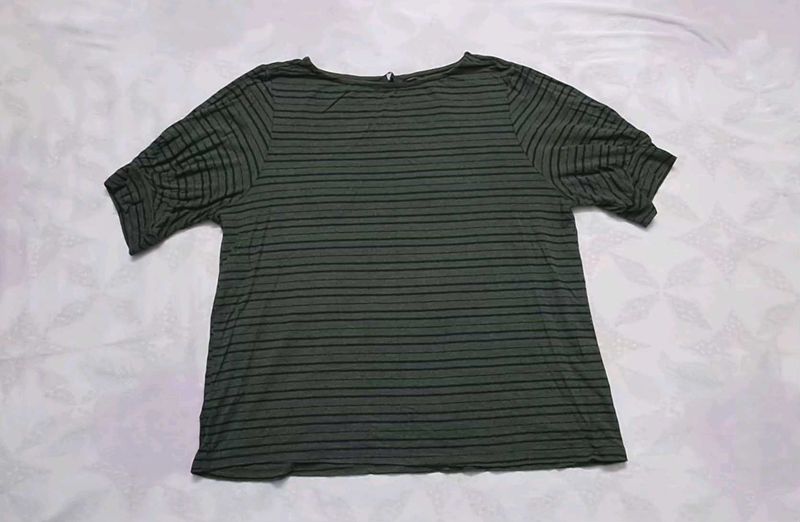 Striped Olive Green T-Shirt
