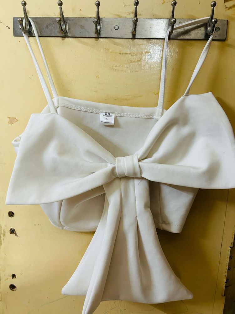 White Bow Crop Top