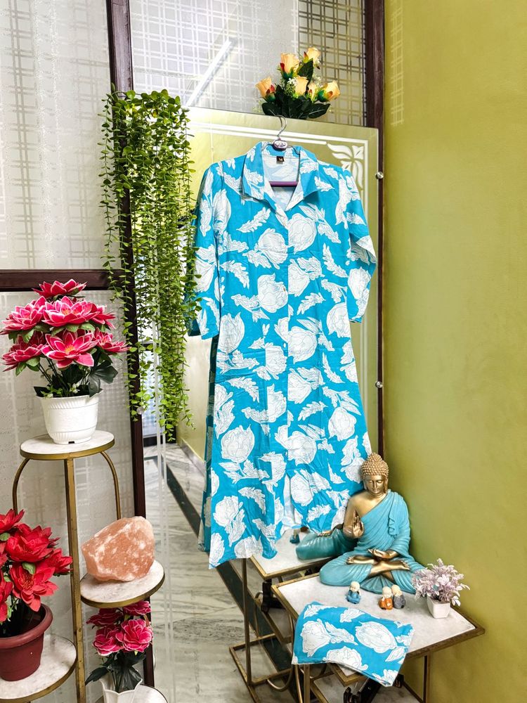 Stylish Blue Printed Kurta
