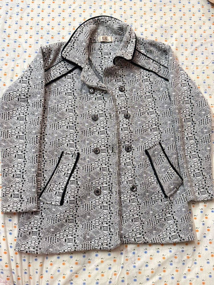 Patterned Grey Knit Jacket