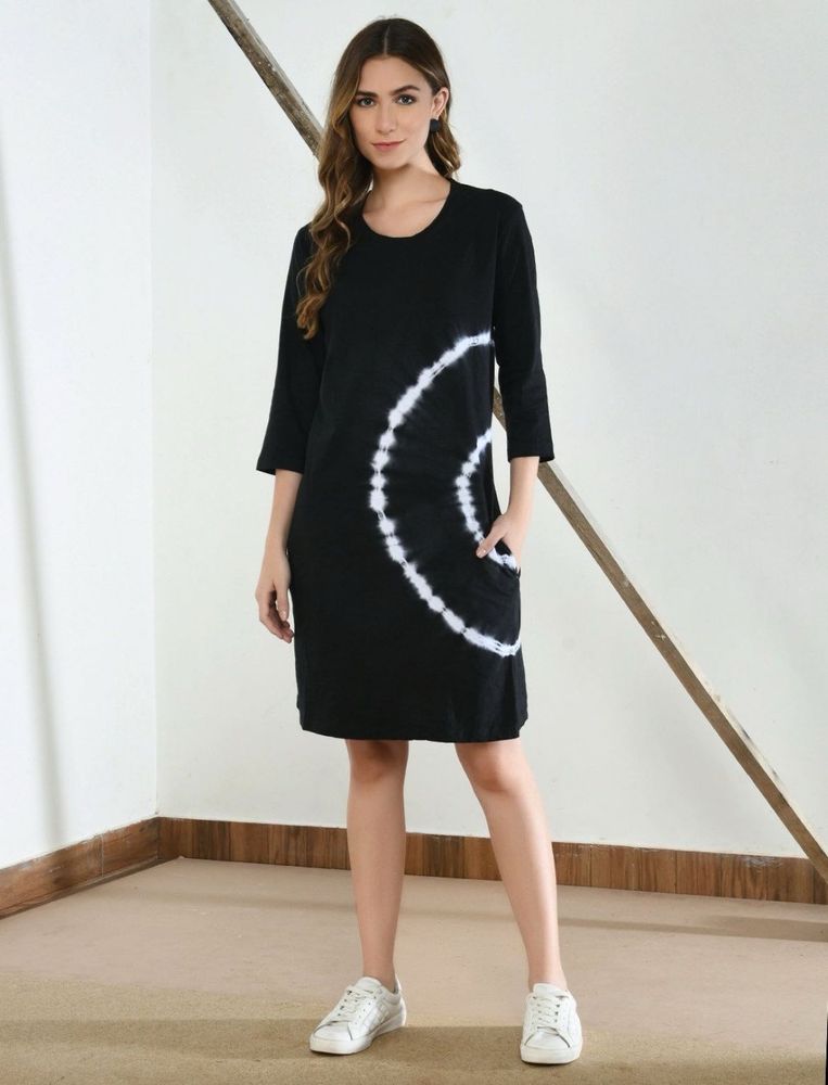 Round Neck Tie Dye Midi Dress