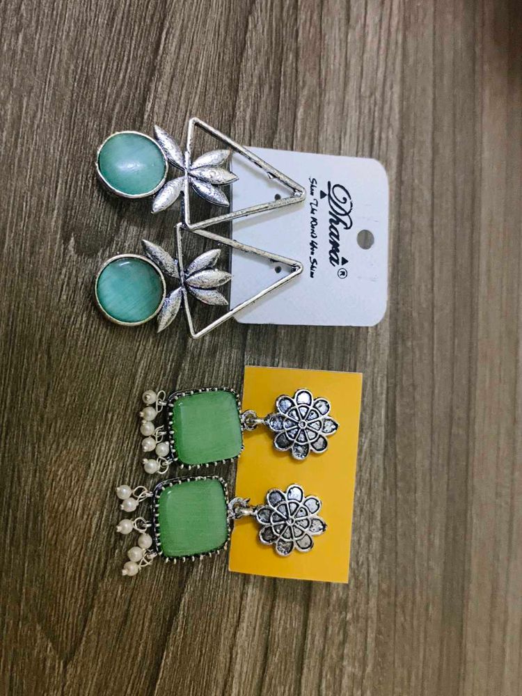 Silver Plated Emerald Earings.