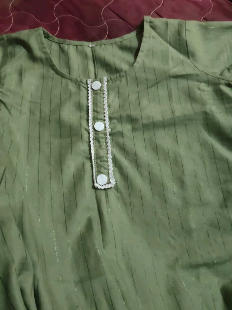 Green Striped Kurta