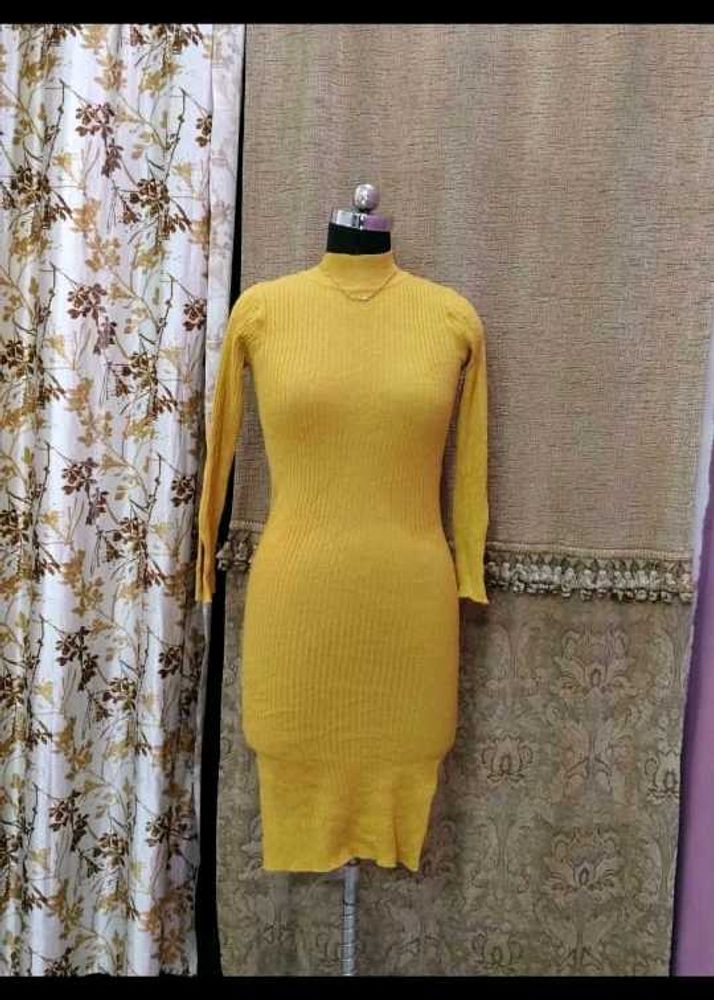 Yellow Bodycon Knit Dress