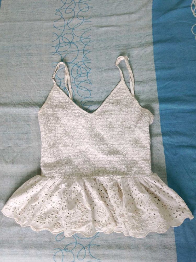 White Peplum Top