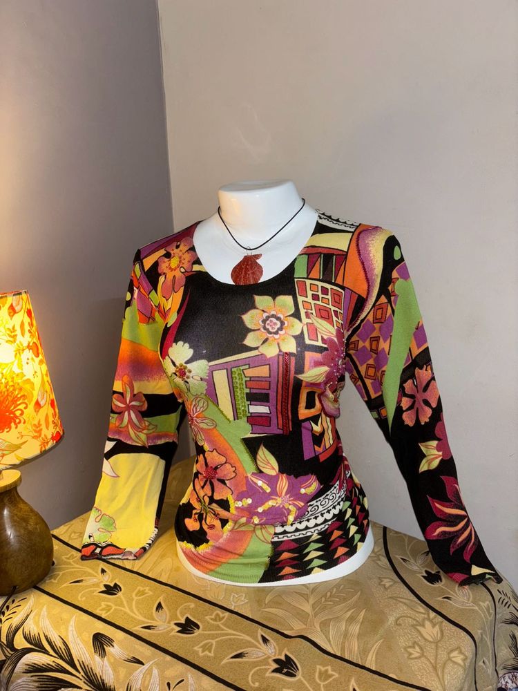 ✮⋆˙y2k Phoebe Buffay floral beaded top ✮⋆˙