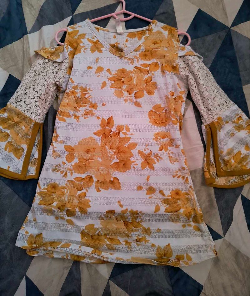 Yellow Cold Shoulder Top