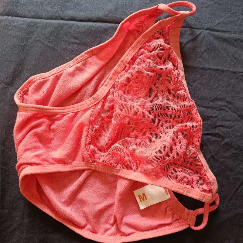 New Coral Lace Thong - Size M