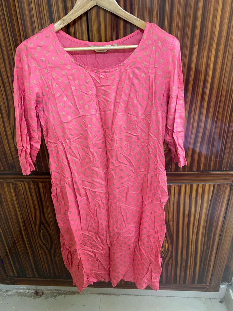 Pink Printed Kurta