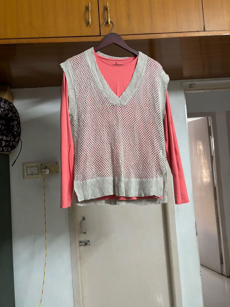 🆕 Ash Knit Sleeveless sweater Top Set