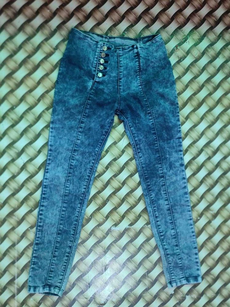 High-Waisted Denim Jeans