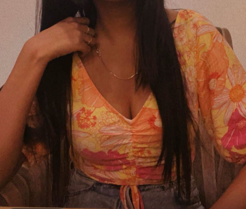 H&amp;M floral drawstring top