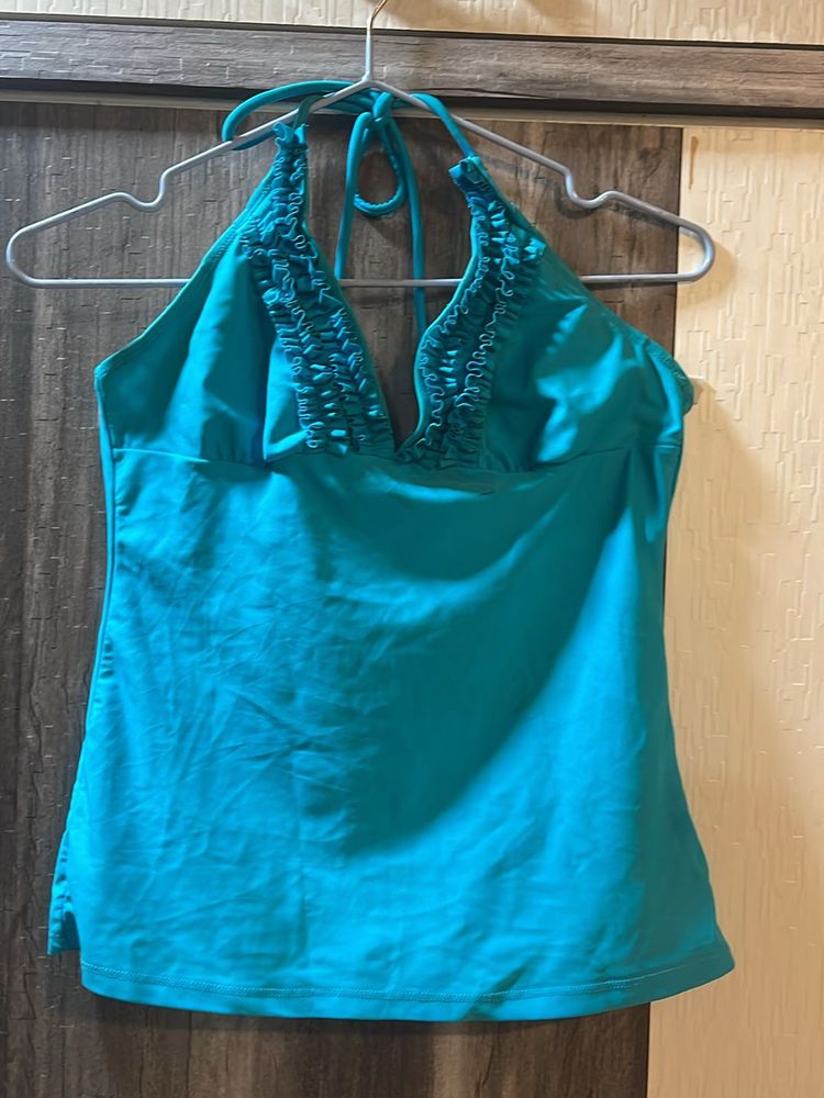 Teal Halter Tankini Top