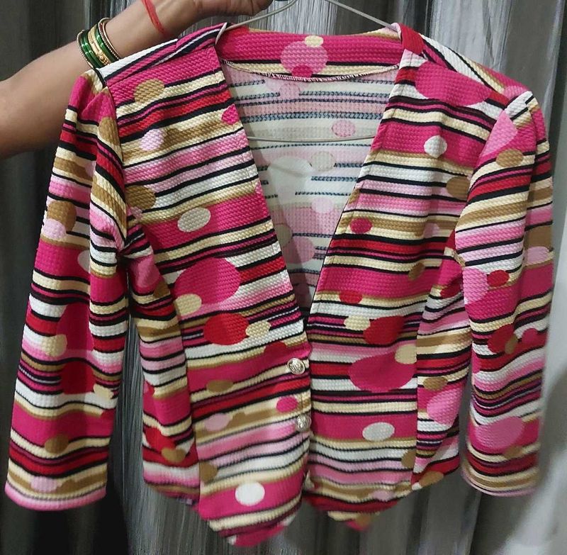 Vintage Striped &amp; Polka Dot Blazer