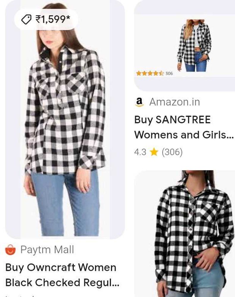 women's black check regular shirt