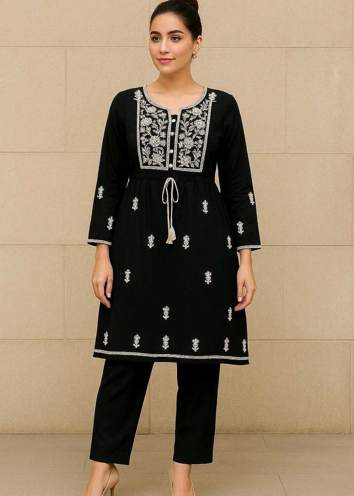 Black Chickenkari Kurti