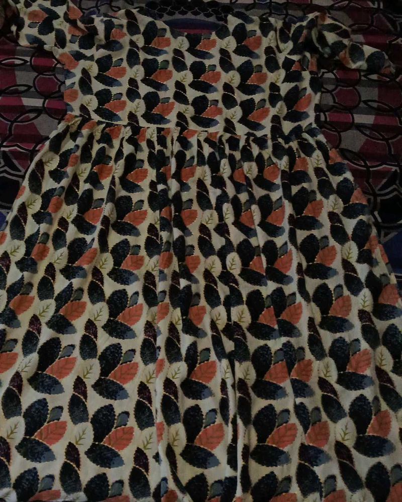 Embroidered Floral Print Blouse Kurti