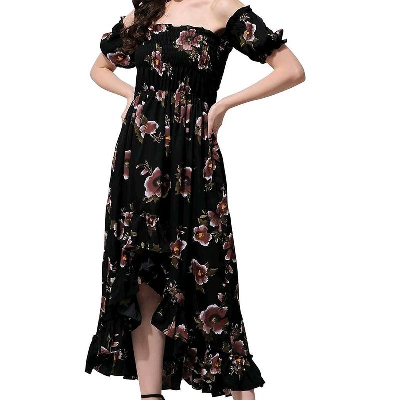 Women Floral Off Shoulder Maxi Dress