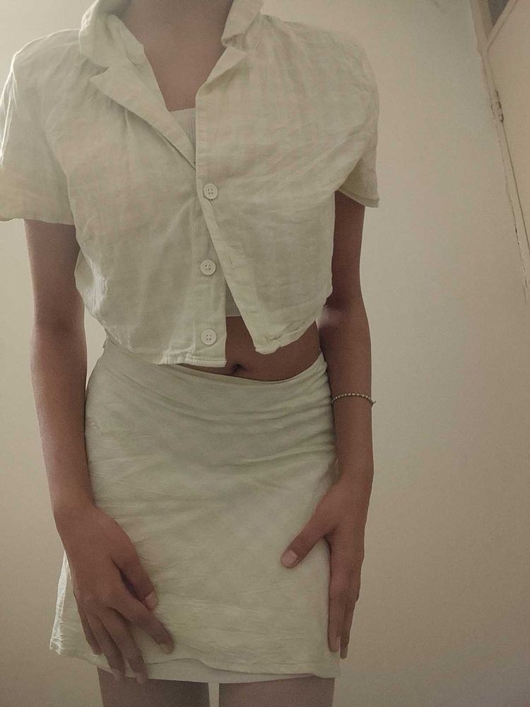 H&amp;M CO ORD SET LIGHT GREEN PLAID