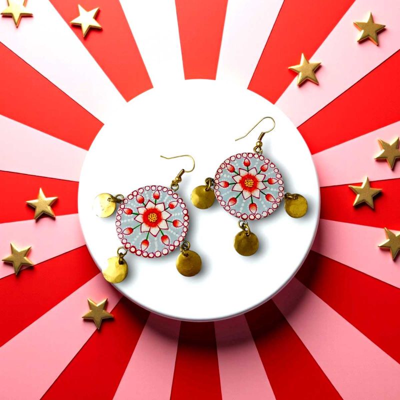 Colourful Mandala Drop Earrings