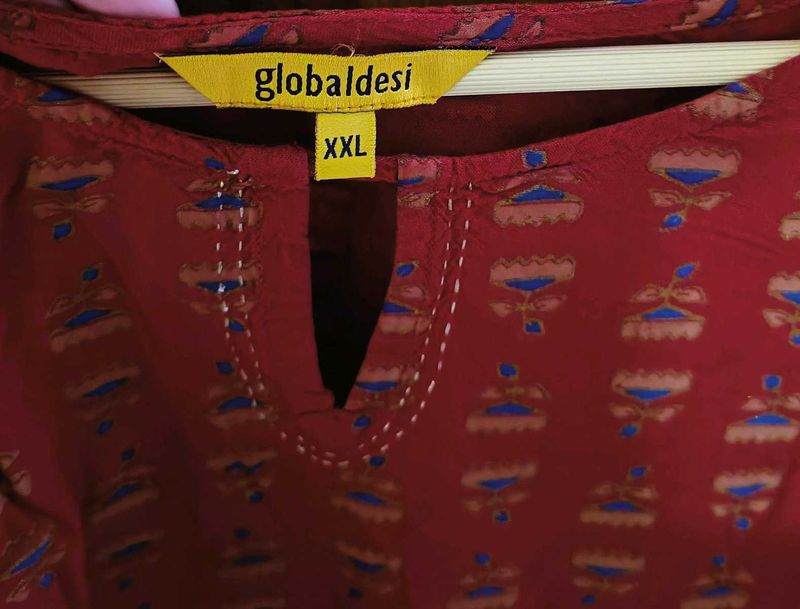 Maroon Floral Global Desi Top