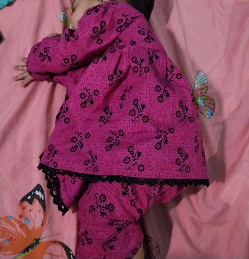 Pink Floral Frock Set