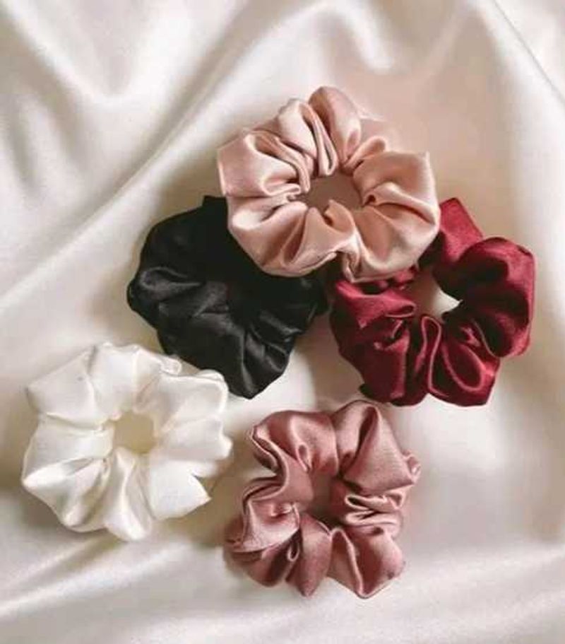 Premium Silk Satin Scrunchies ( Pack Of 5)