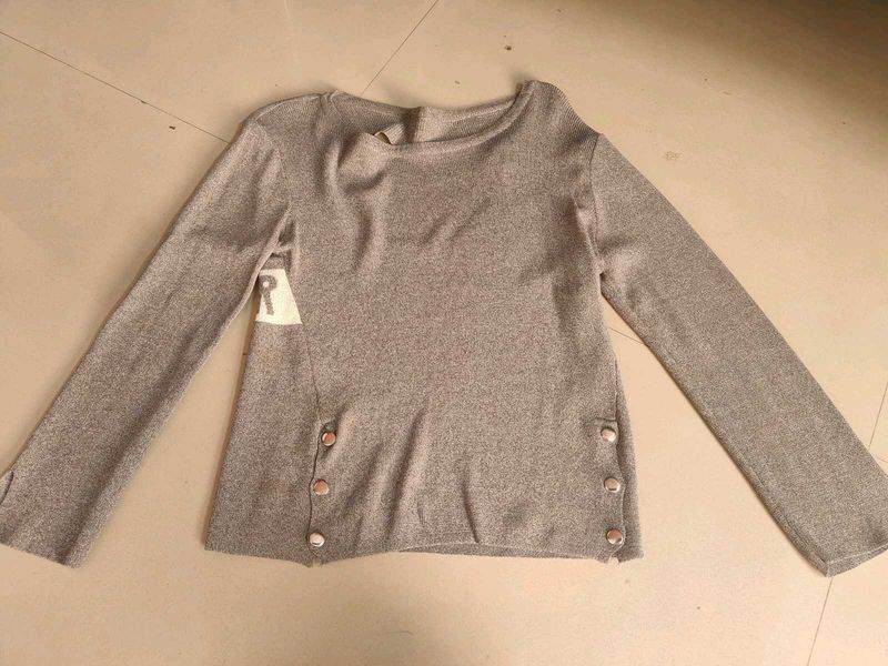 Stylish Gray Long Sleeve Top