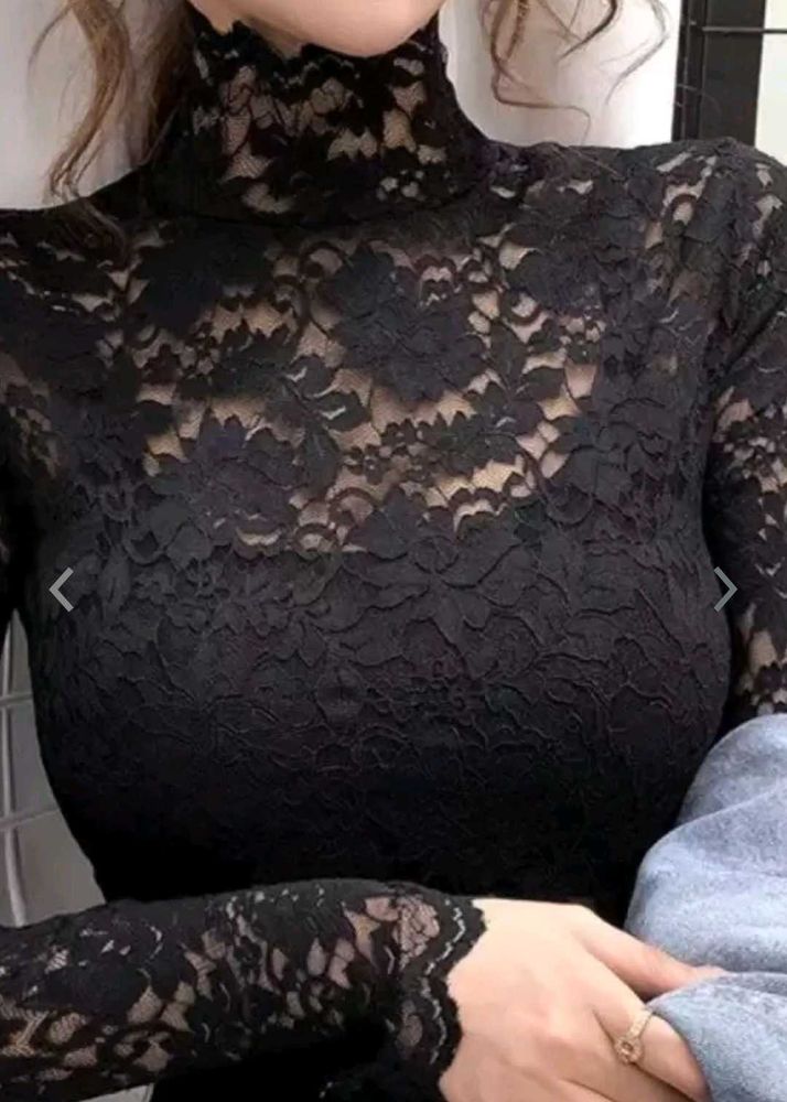 Black Sheer Net Tops