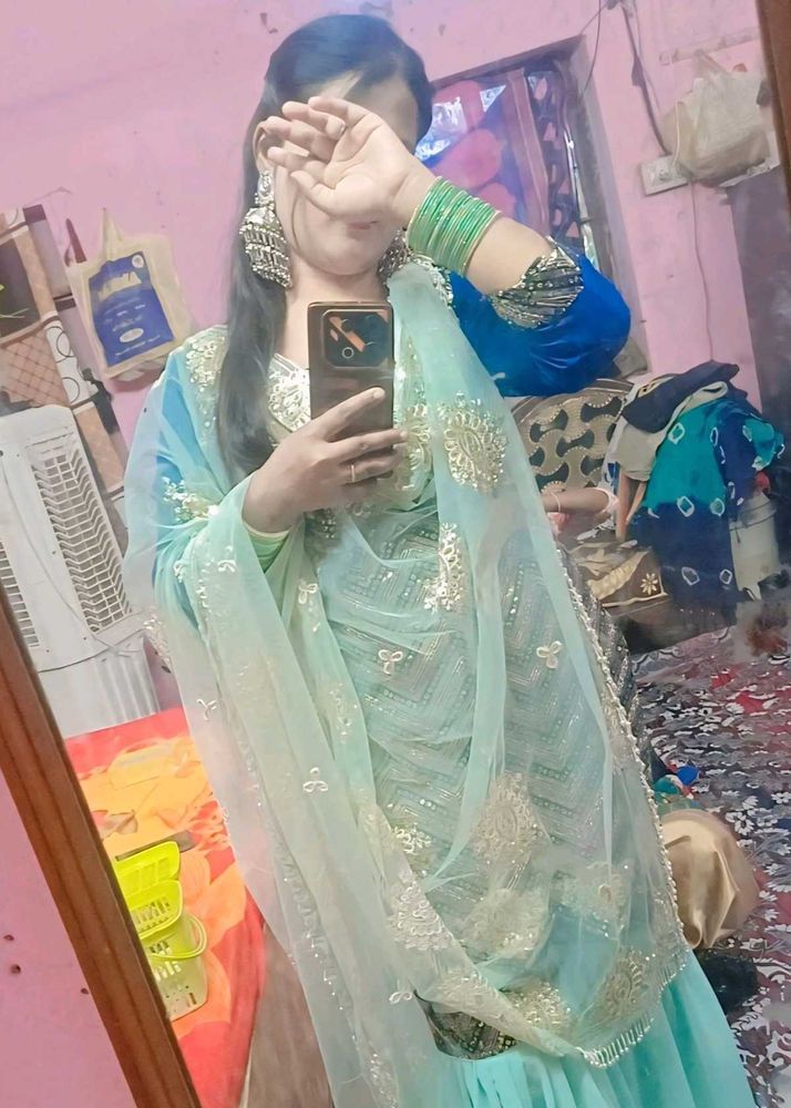 Sequin Embellished Sharara Suit