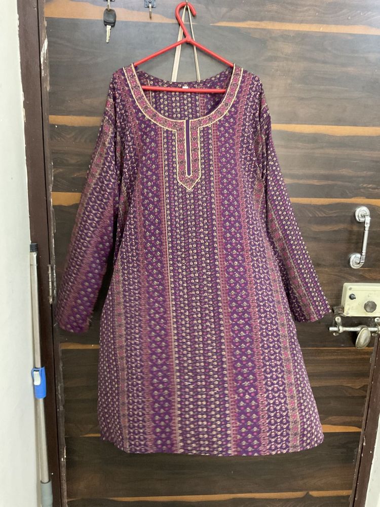 Elegant Purple Printed Kurta