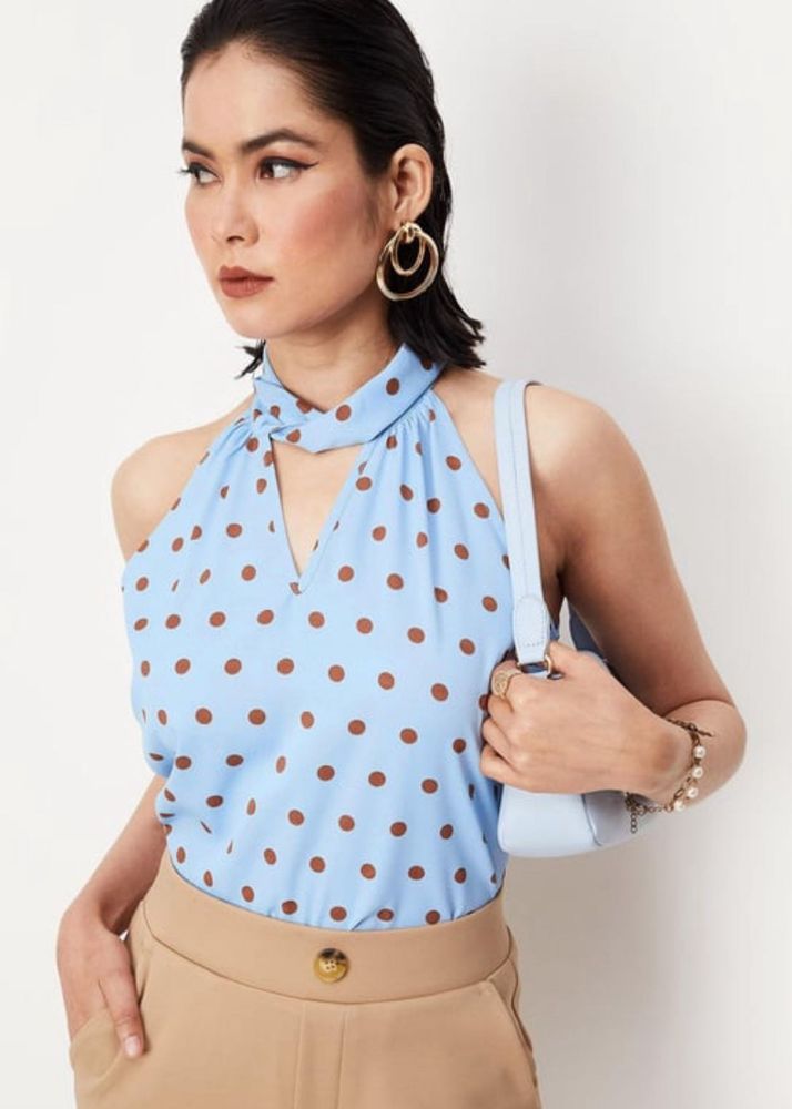 Halter Neck polka Dot Top