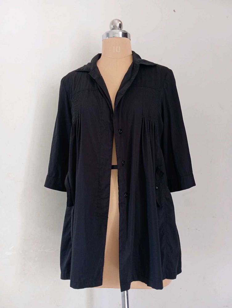 Black Button-Down Tunic
