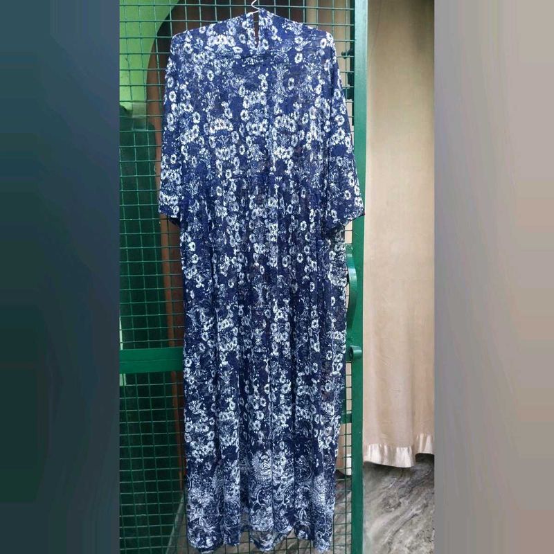 Blue Floral Print Maxi Dress👗!!