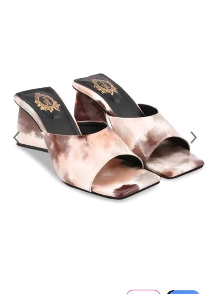 Shoetopia Brown &amp; Cream Marble Heels