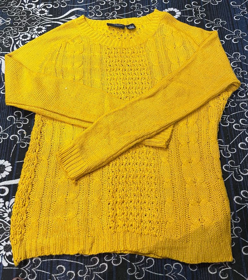 Mustard Cable Knit Pullover