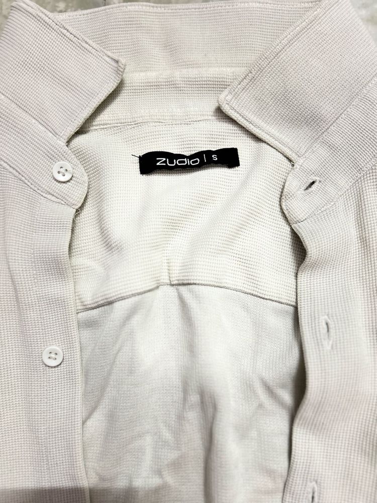 Zudio White Textured Shirt - Size S