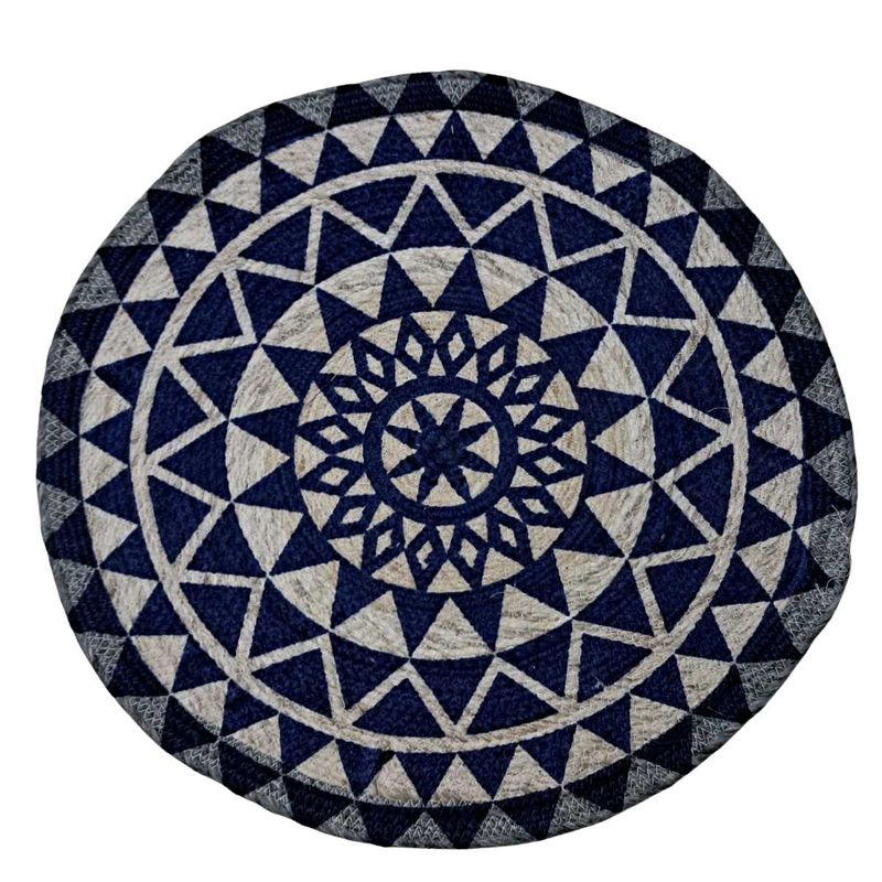 Handmade Round Wool  Rope Printed Doormat – 60 cm