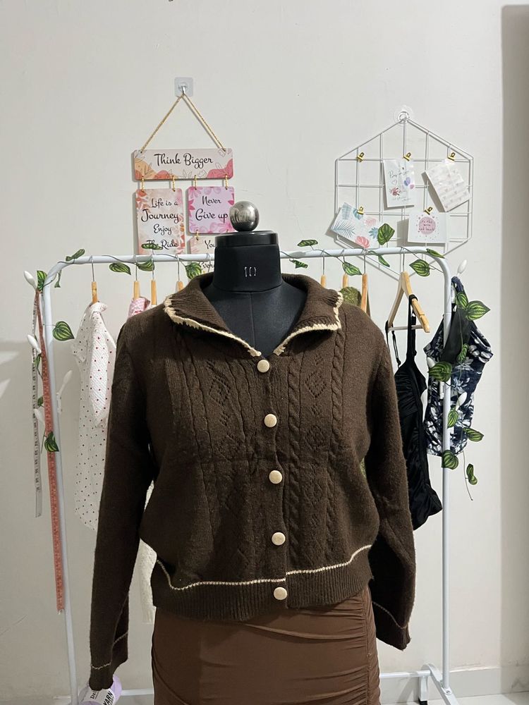 Brown Knit Cardigan