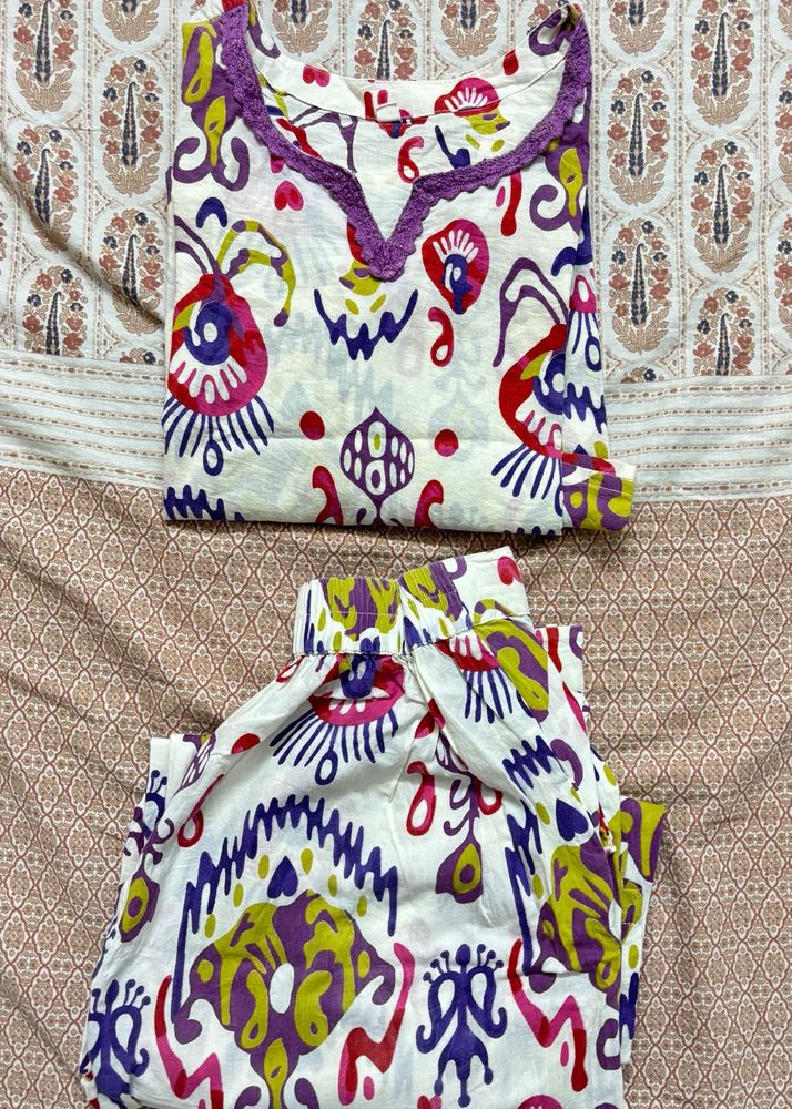 Multi Colored Cotton Co-ord Set