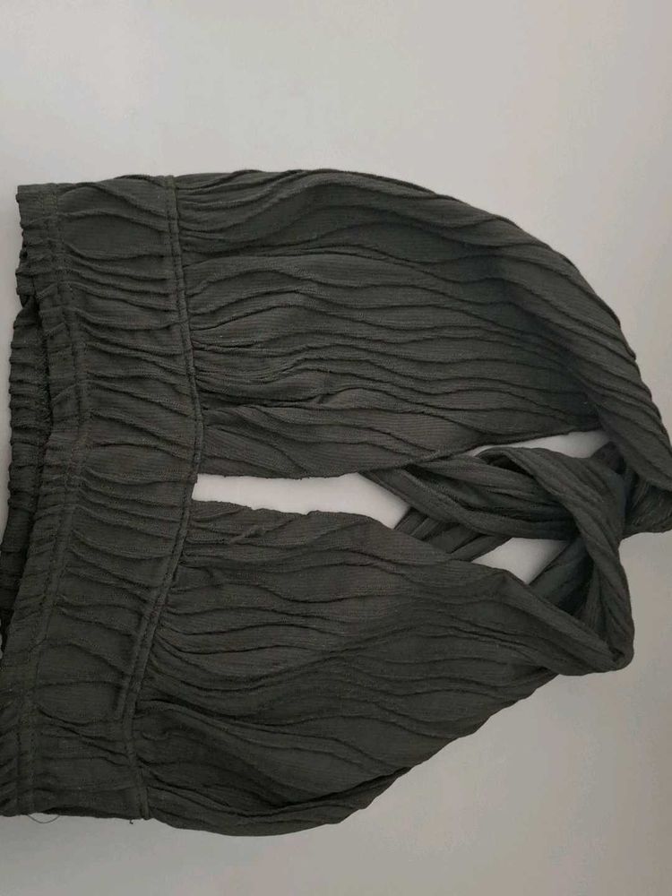 Textured Olive Green Skirt