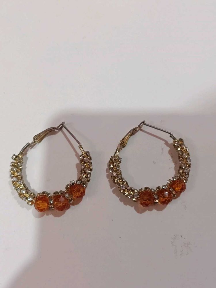 Sparkling Orange Hoop Earrings
