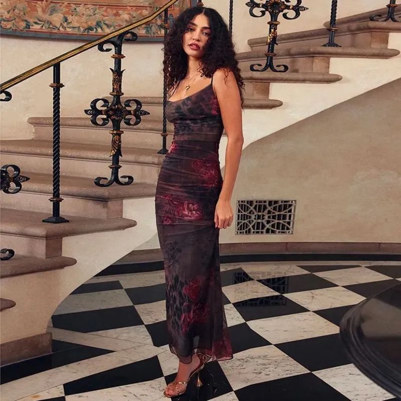 Abstract Printed Maxi Dress
